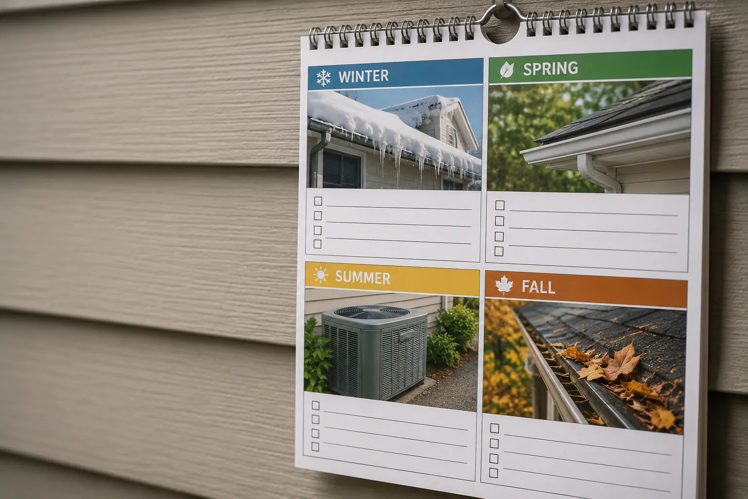 A blank paper calendar grid on a clean table beside a pencil, no dates, marks, or handwriting visible.